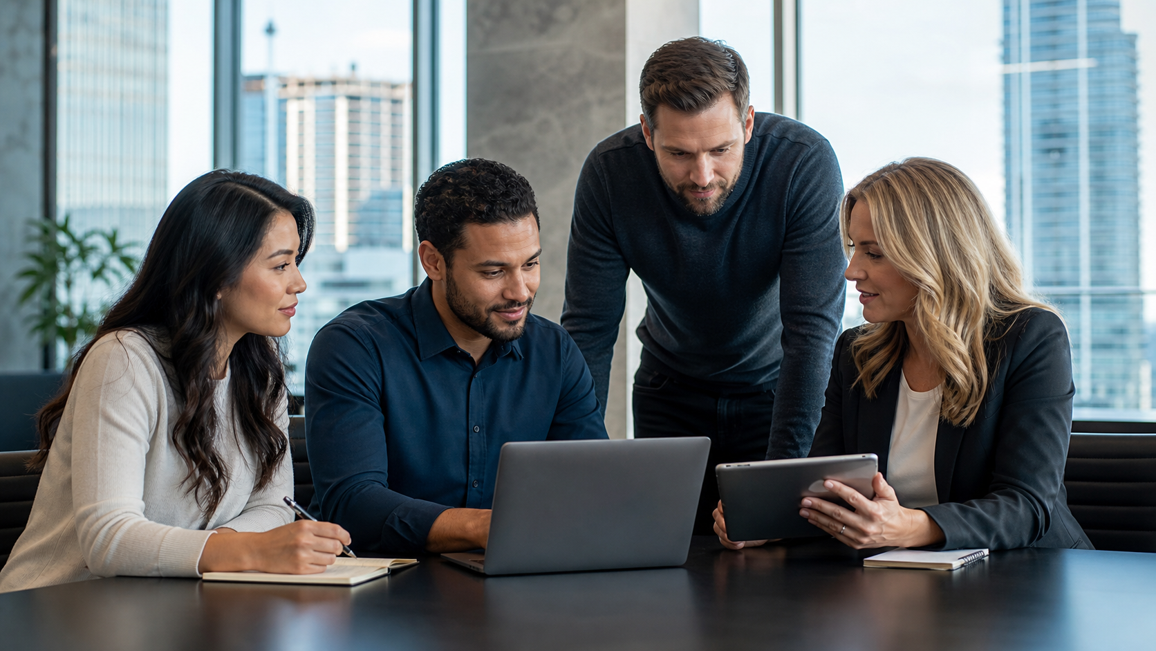 IT Professionals Discussing Managed Services in Calgary Office