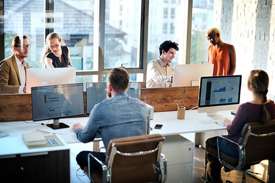 office working on computers