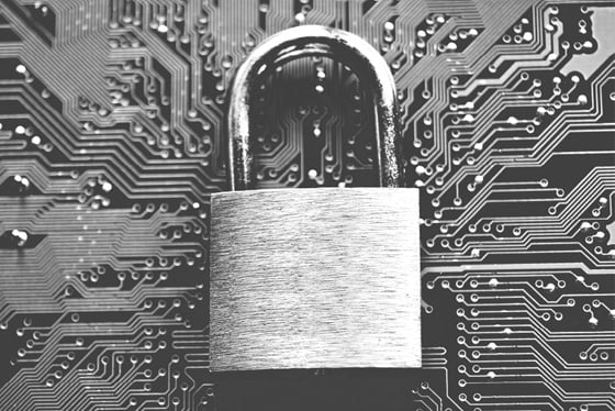 A lock on top of a motherboard.